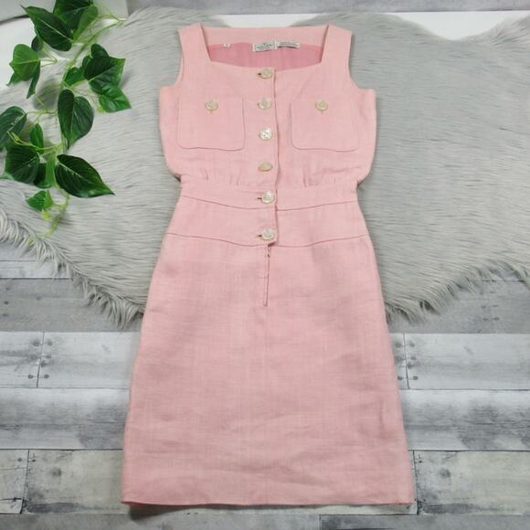 Valentino Dresses & Skirts - VALENTINO Vintage Linen Pink Sleeveless Blouson Dress Women’s Size 2